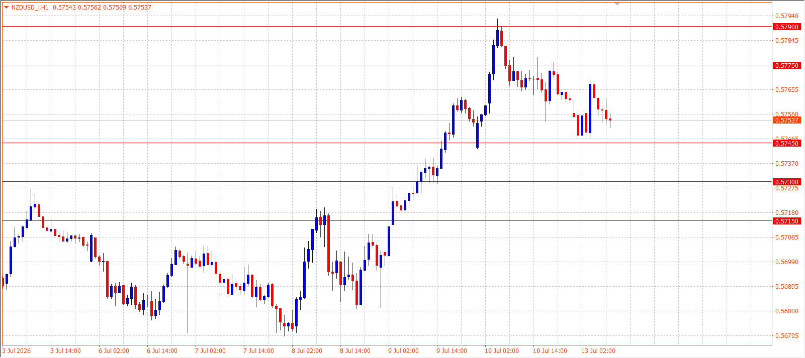 NZD/USD H1 chart 13.07.2026